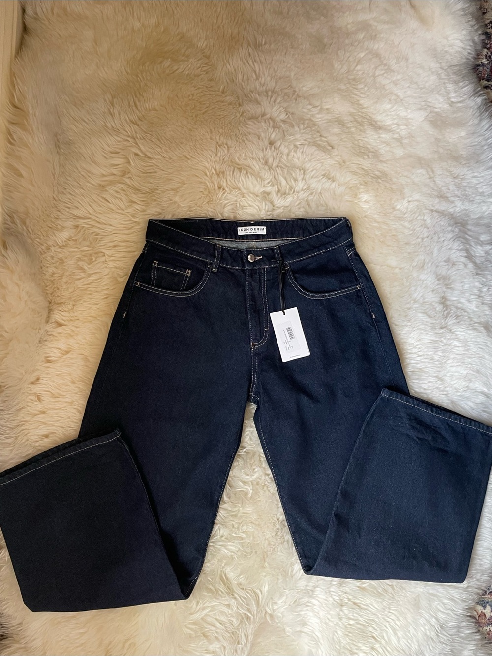 BNWT Icon denim LA bea mid rise wide leg dark wash indigo jeans
